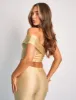 One Shoulder Fold Over Crop Top Co Ord Gold sold by Public Desire