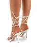 Haute White Square Toe Strappy Lace Up Heels sold by Public Desire