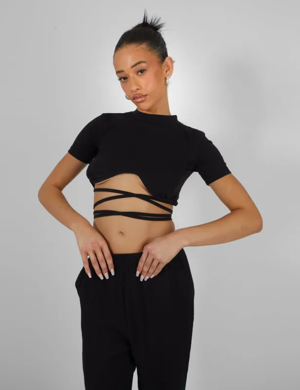 Underbust Detail Strappy Crop Top Black sold by Public Desire