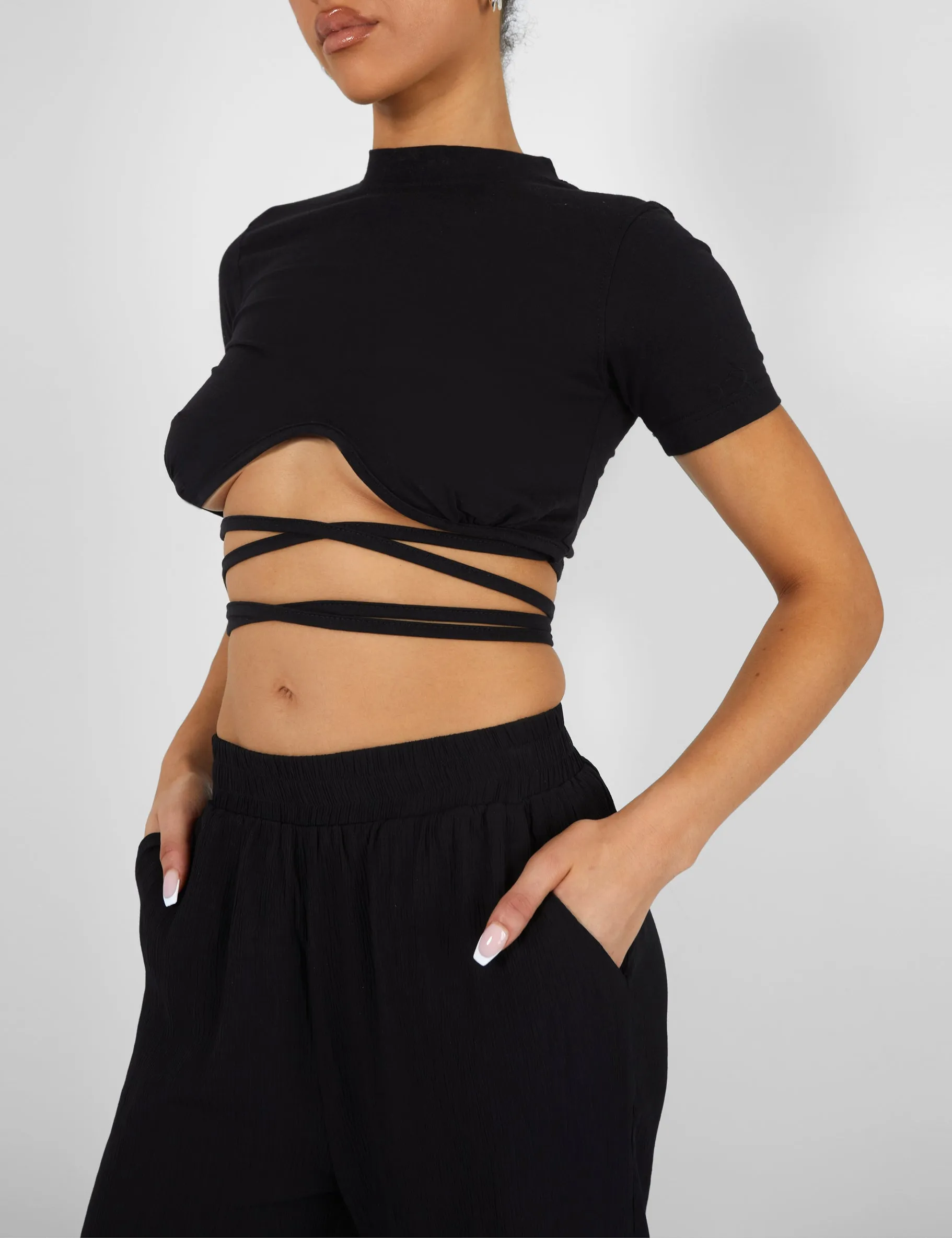 Underbust Detail Strappy Crop Top Black sold by Public Desire product image thumbnail 4