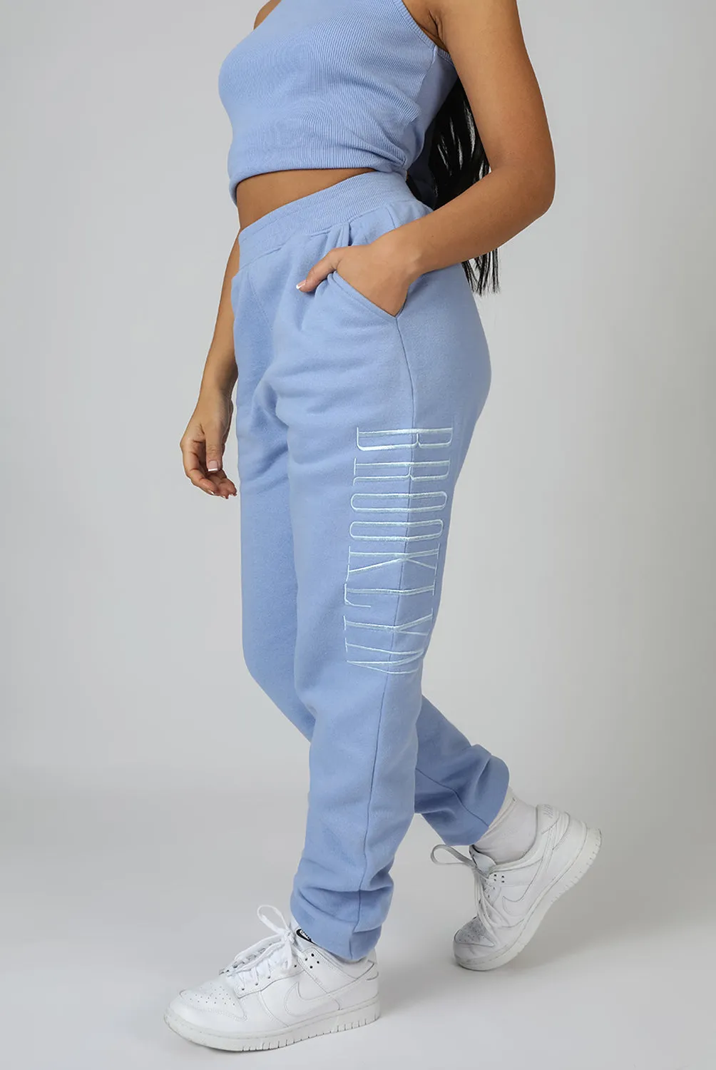 Brooklyn Embroidered 90'S Joggers Bluebell sold by Public Desire product image thumbnail 2