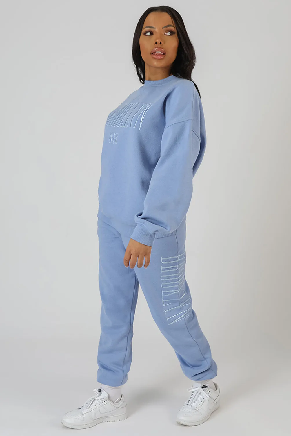 Brooklyn Embroidered 90'S Joggers Bluebell sold by Public Desire product image thumbnail 3