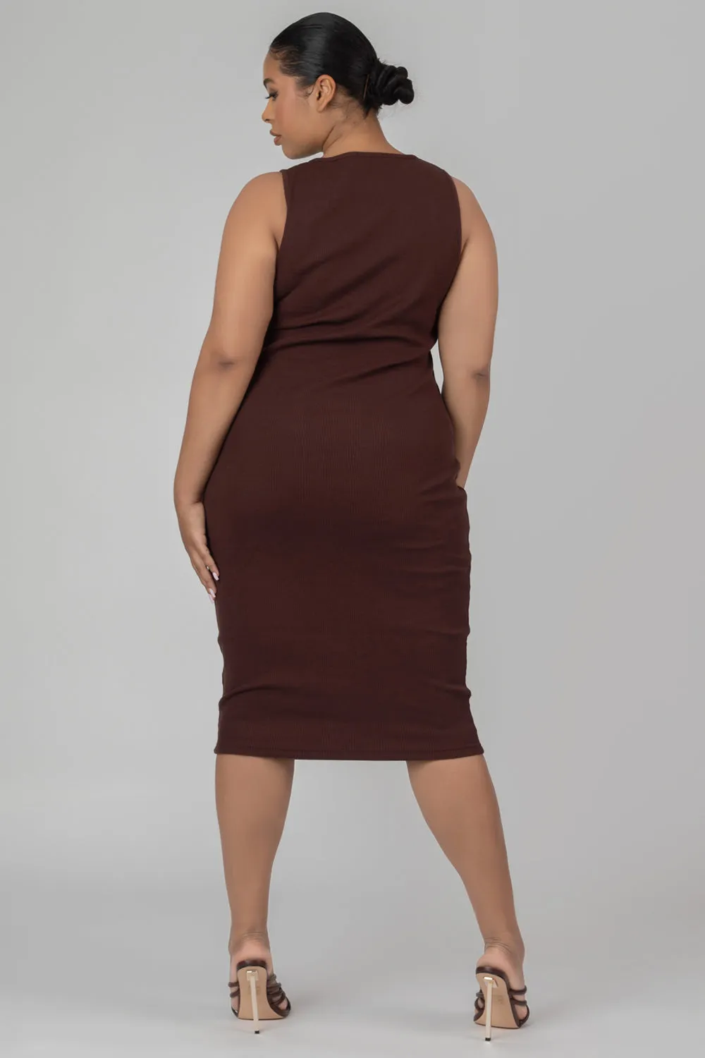 Curve Bodycon Scoop Neck Midi Dress Chocolate sold by Public Desire product image thumbnail 3