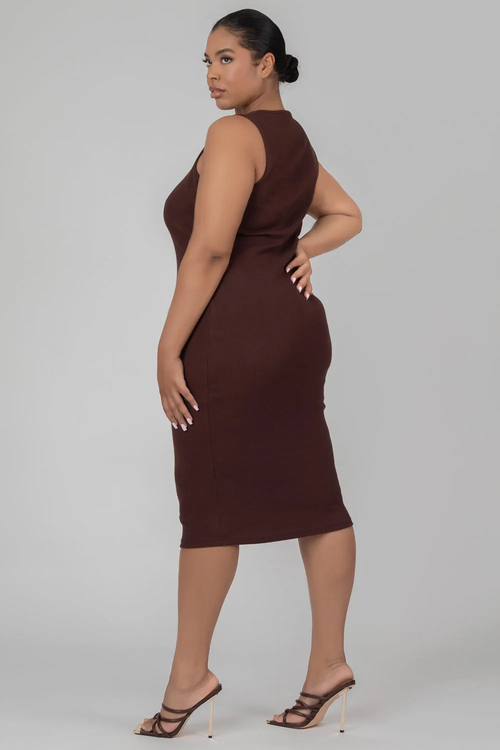 Curve Bodycon Scoop Neck Midi Dress Chocolate sold by Public Desire product image thumbnail 2