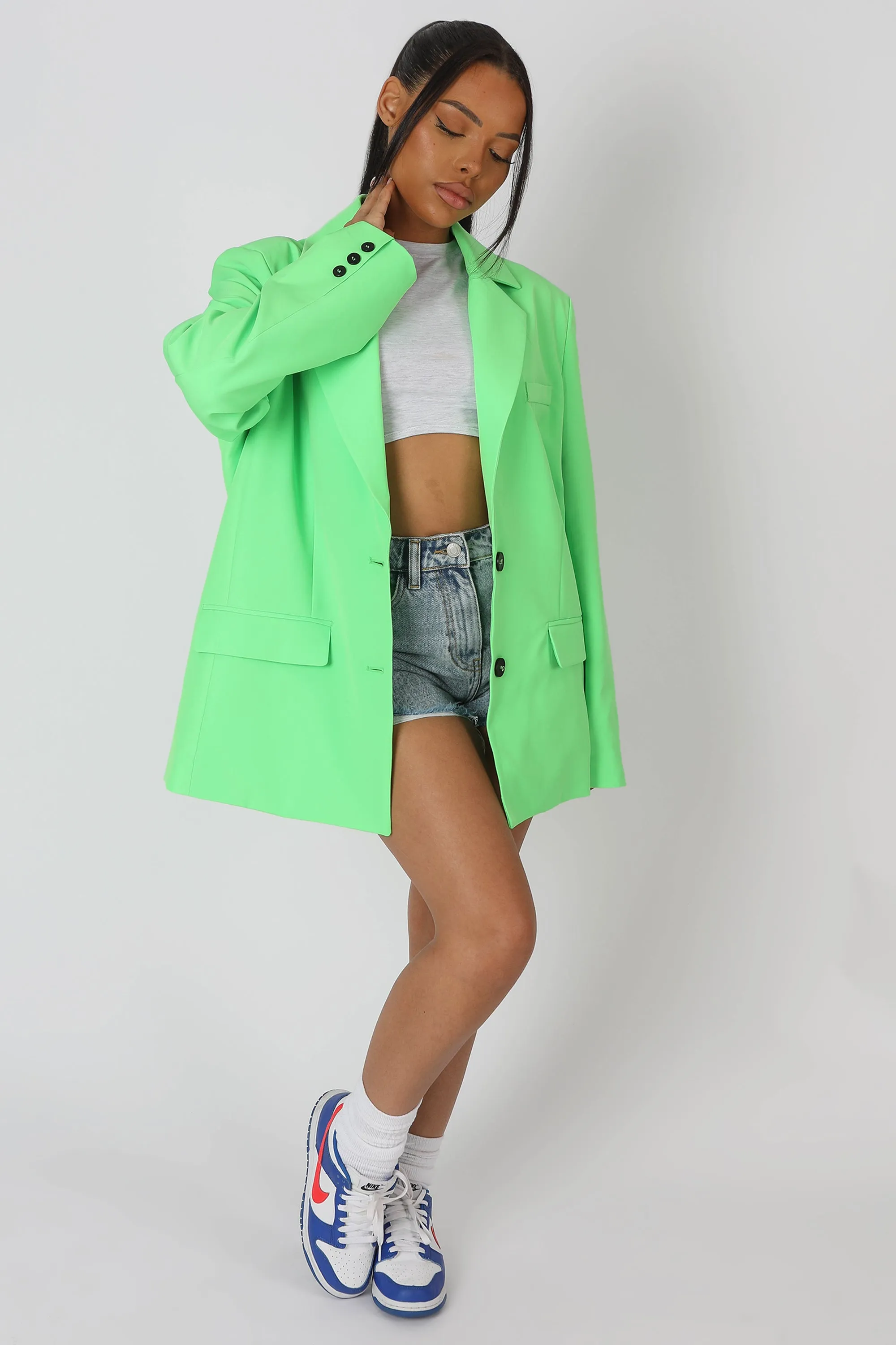 Oversized Masculine Blazer Jacket Green sold by Public Desire product image thumbnail 2