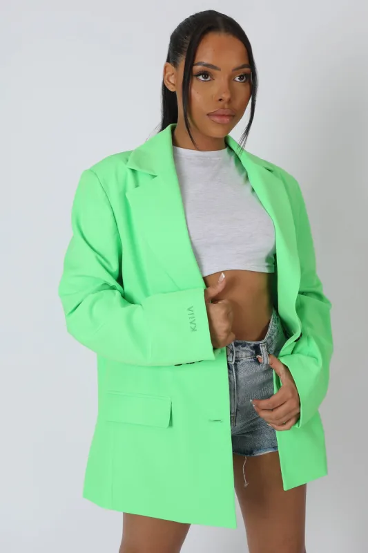 Oversized Masculine Blazer Jacket Green sold by Public Desire