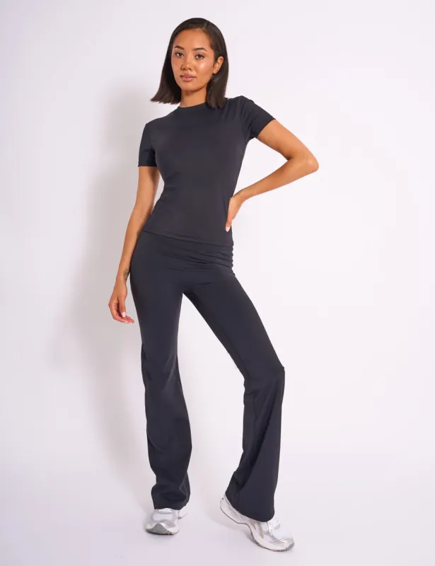 Kaiia Sculpt Short Sleeve Fitted T-shirt Black made by Public Desire