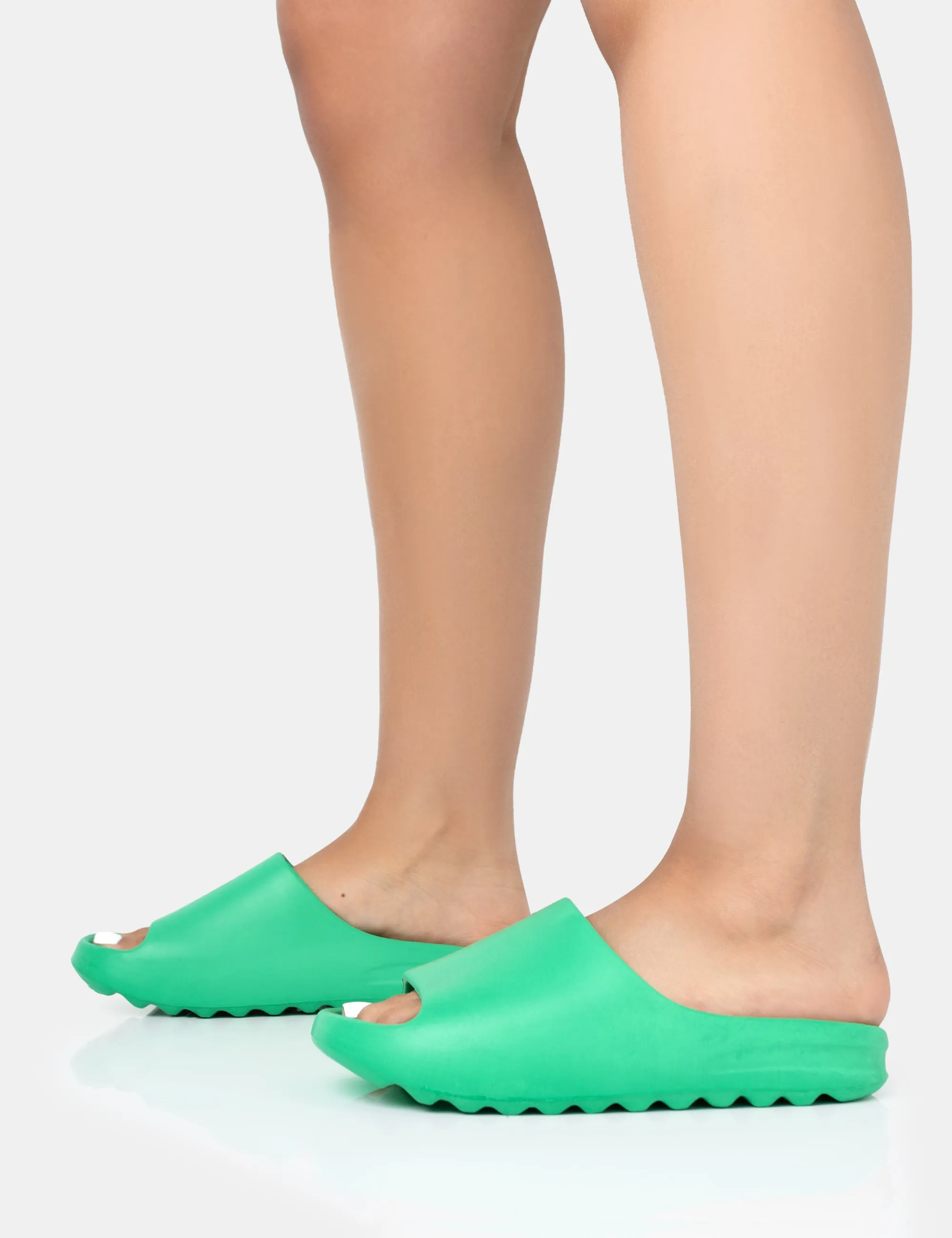 Brady Jade Green Rubber Flat Slider Sandals sold by Public Desire product image thumbnail 3