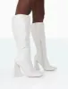 Senna Wide Fit Ecru PU Knee High Heeled Boots sold by Public Desire