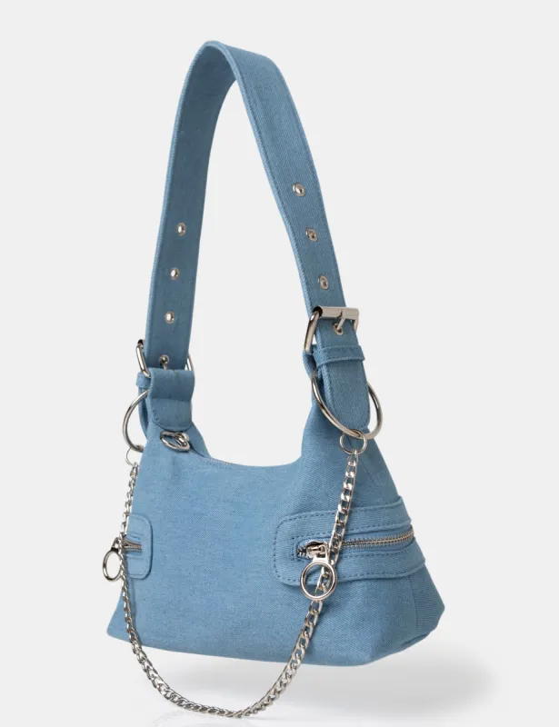 The Chain Blue Denim Shoulder Mini Bag sold by Public Desire