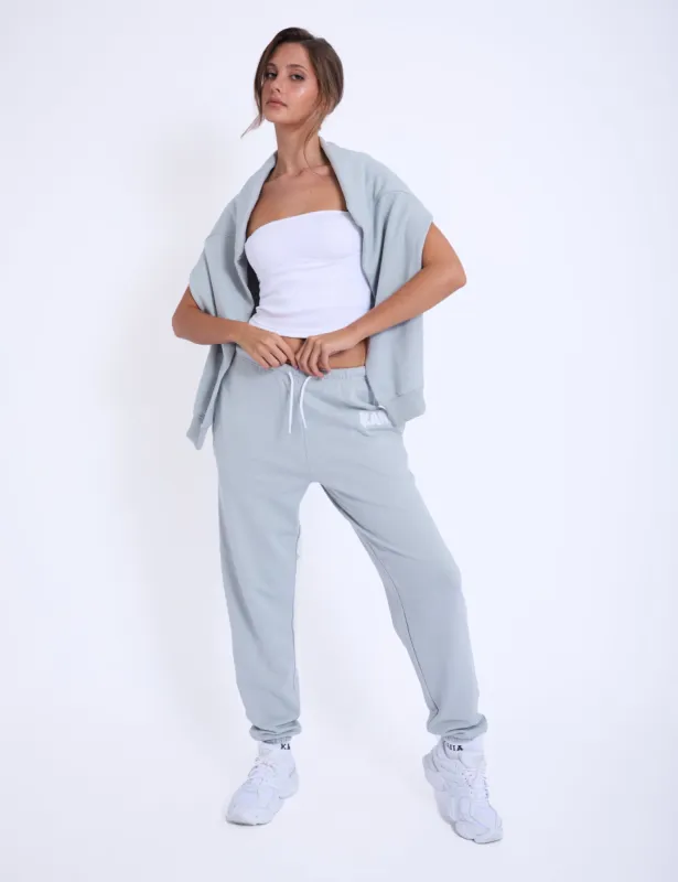 Kaiia Design Embroidered Bubble Logo Cuffed Joggers Foam Blue sold by Public Desire