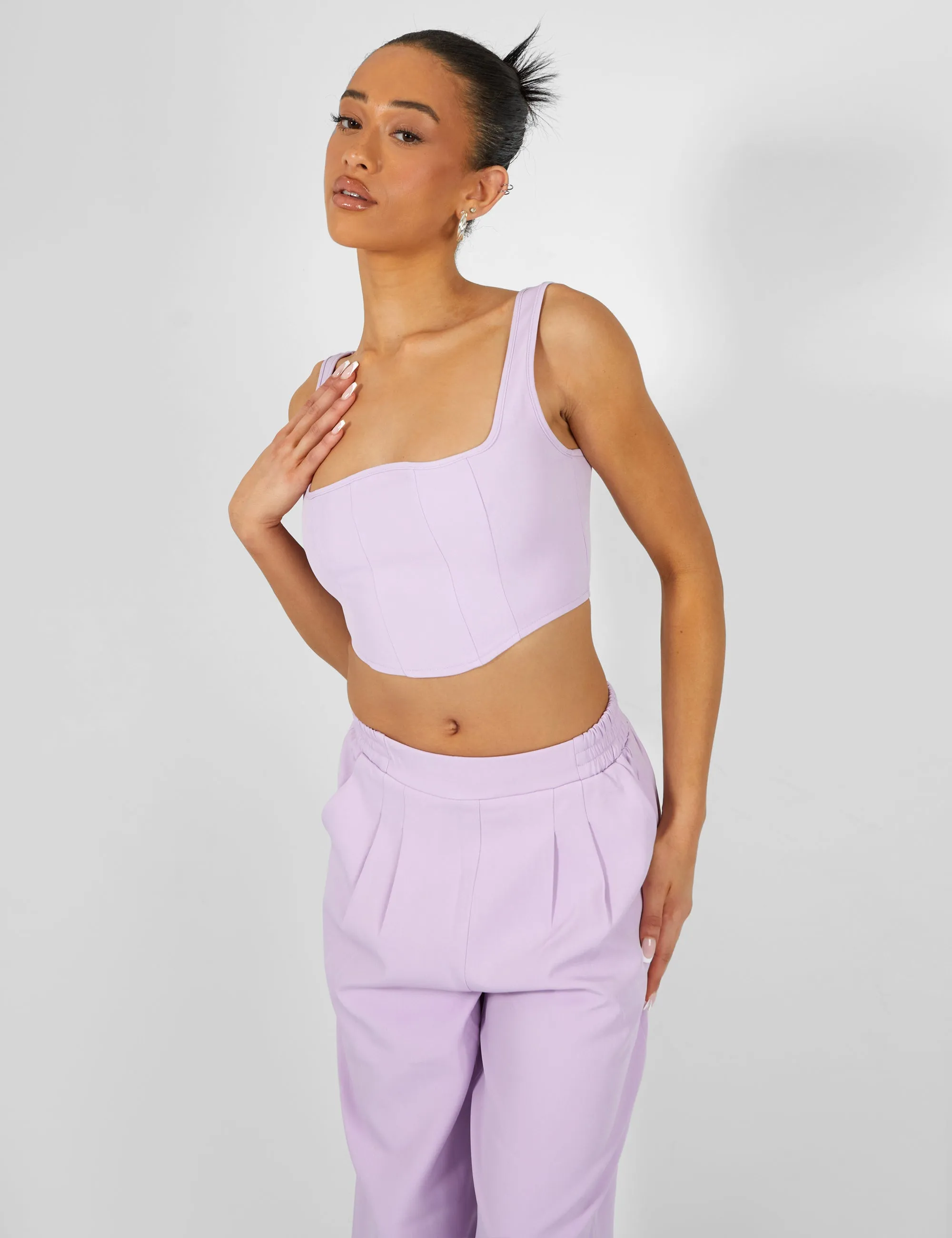 Seam Detail Corset Top Lilac sold by Public Desire