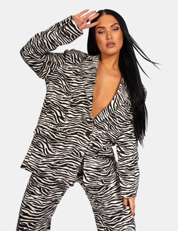 Oversized Relaxed Blazer Zebra sold by Public Desire