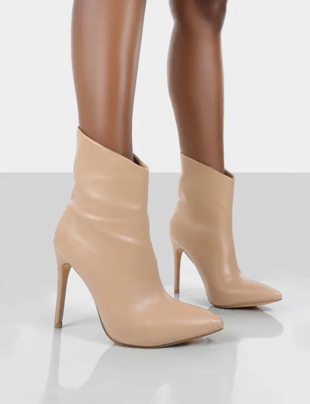 Quinn Nude Patent Heeled Stiletto Ankle Boots sold by Public Desire