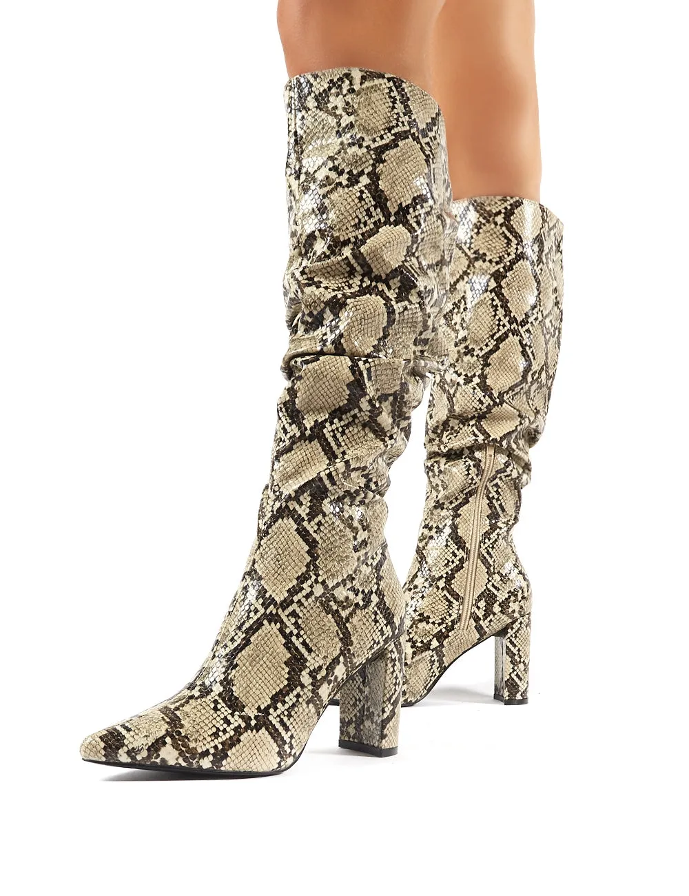 Mine Snakeskin Knee High Boots sold by Public Desire product image thumbnail 3