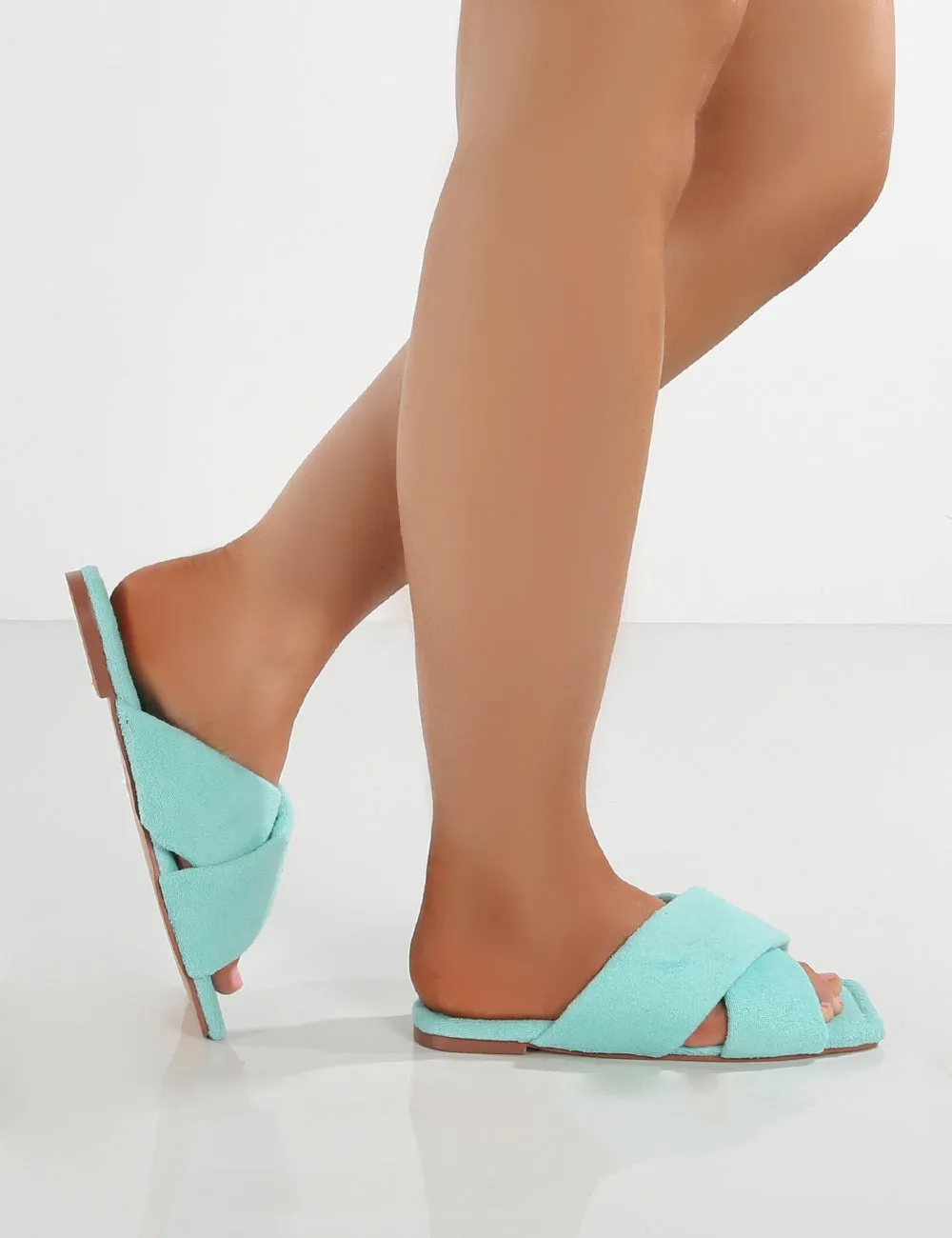 Tropicana Turquoise PU Cross Over Slider Sandals sold by Public Desire product image thumbnail 3