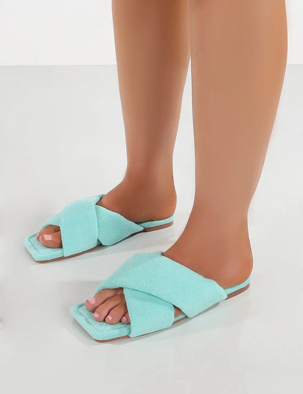 Tropicana Turquoise PU Cross Over Slider Sandals sold by Public Desire product image thumbnail 4