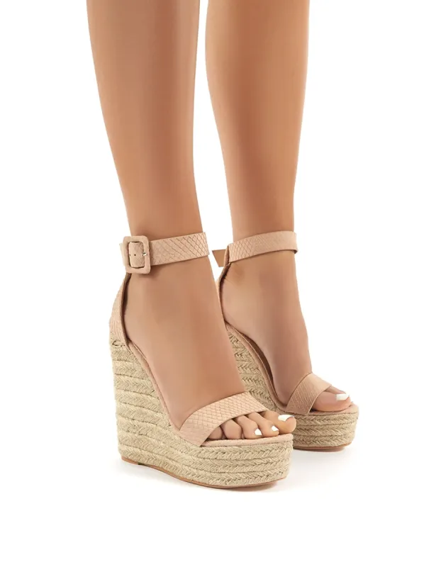 Amalie Nude Espadrille Wedge Heeled Sandals sold by Public Desire