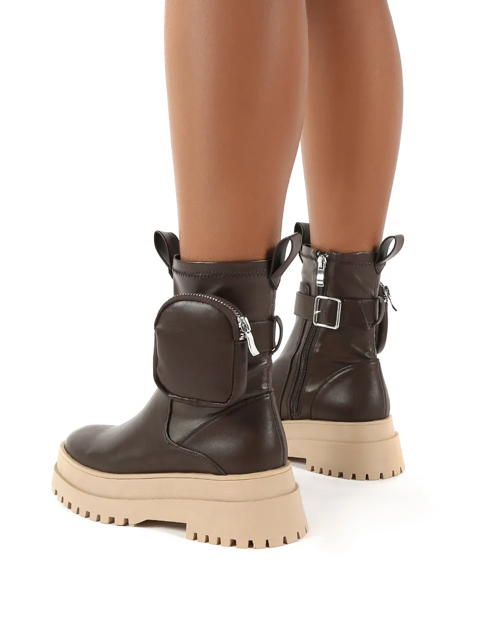 Thought Chocolate Pu Pocket Chunky Sole Ankle Boot sold by Public Desire product image thumbnail 2