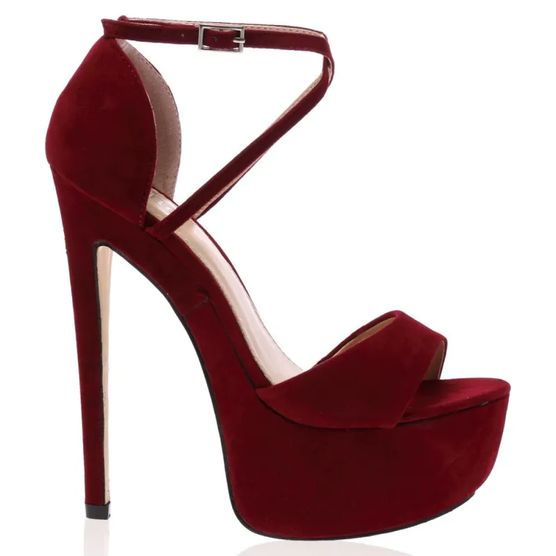 Nala Bordeaux Faux Suede Stiletto Heel sold by Public Desire