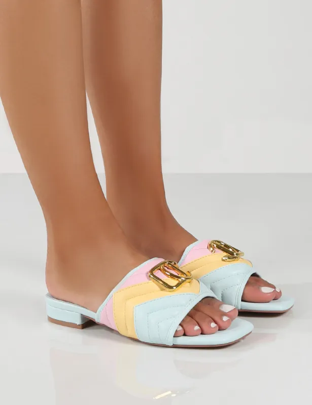 Harrie Multi Padded Metal Detail Flat Strappy Sandals sold by Public Desire