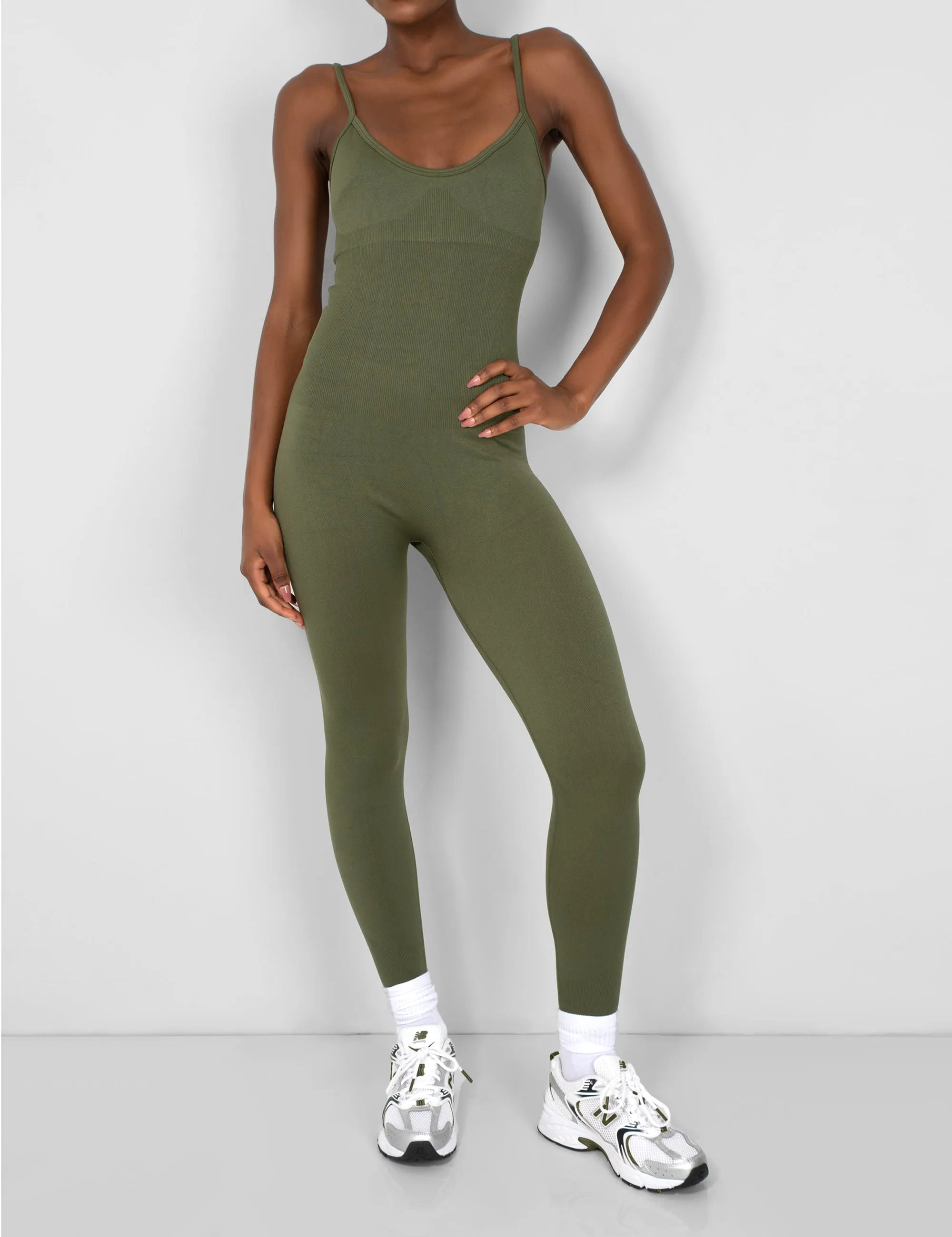 Seamless Unitard Jumpsuit Khaki sold by Public Desire product image thumbnail 4