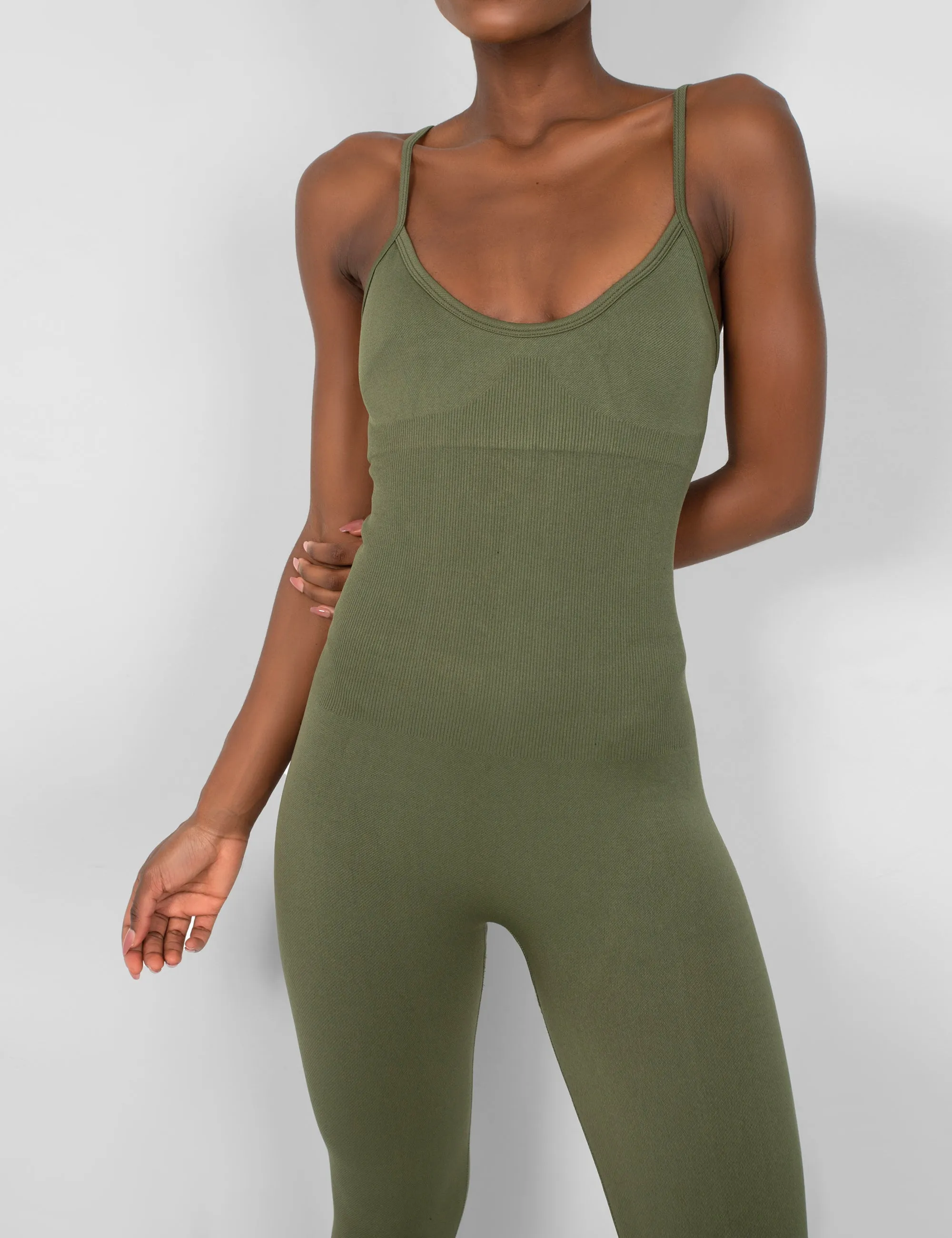 Seamless Unitard Jumpsuit Khaki sold by Public Desire product image thumbnail 3