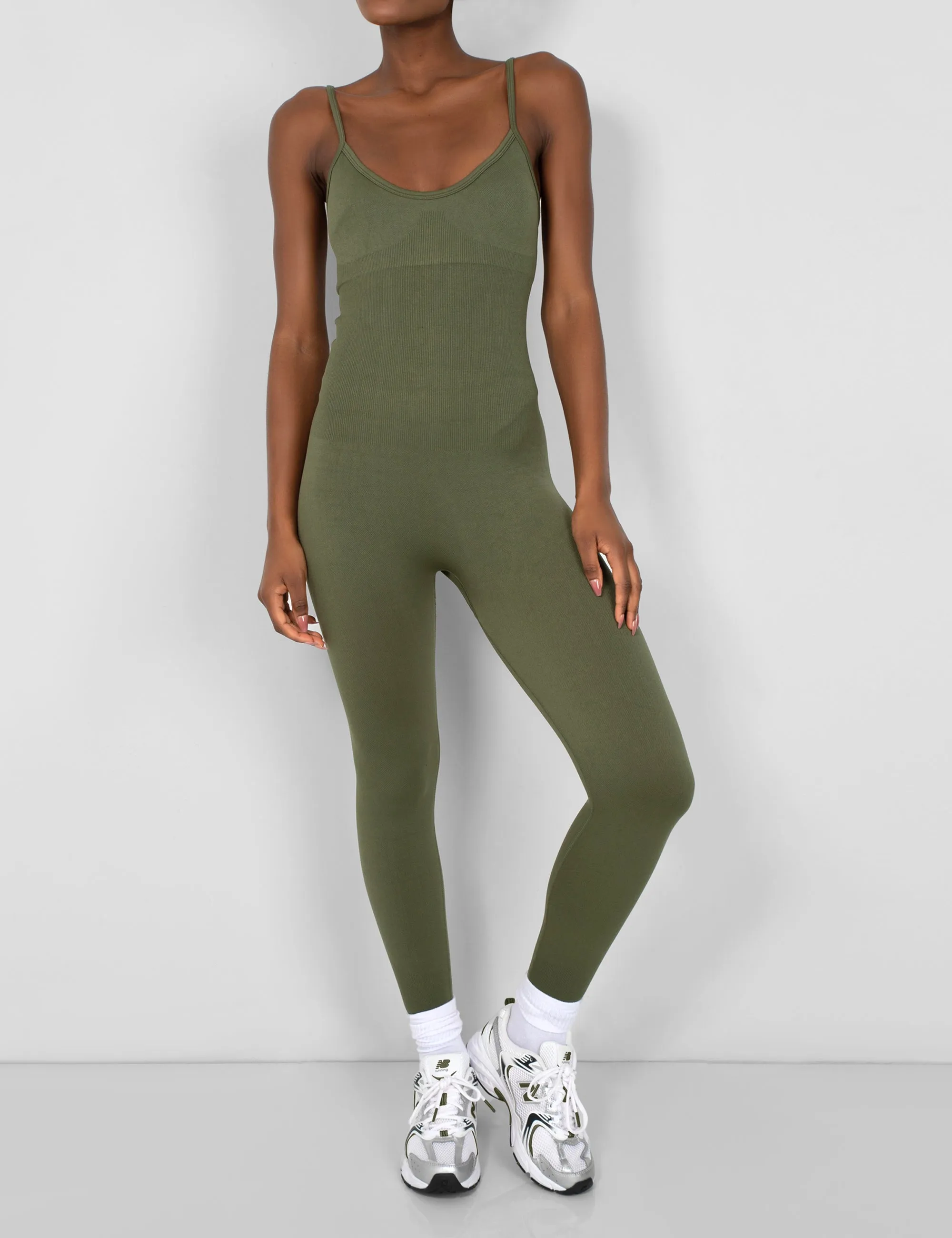 Seamless Unitard Jumpsuit Khaki sold by Public Desire