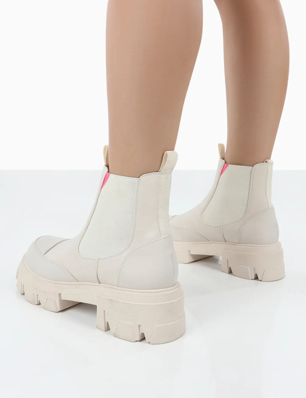 Kenza x Public Desire Trance White Chunky Sole Chelsea Boots sold by Public Desire product image thumbnail 2