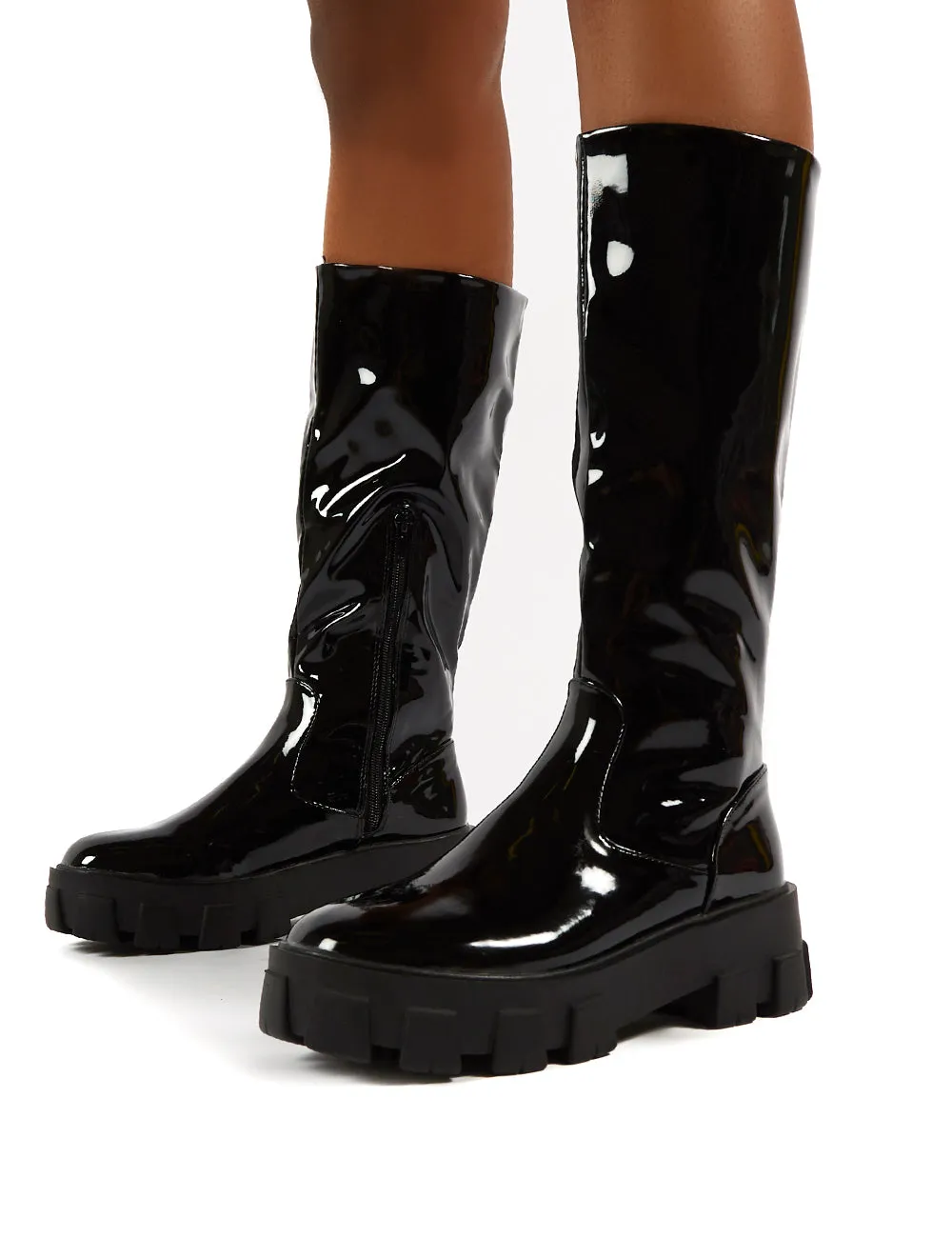 Karma Black Chunky Sole Knee High Boots sold by Public Desire product image thumbnail 3