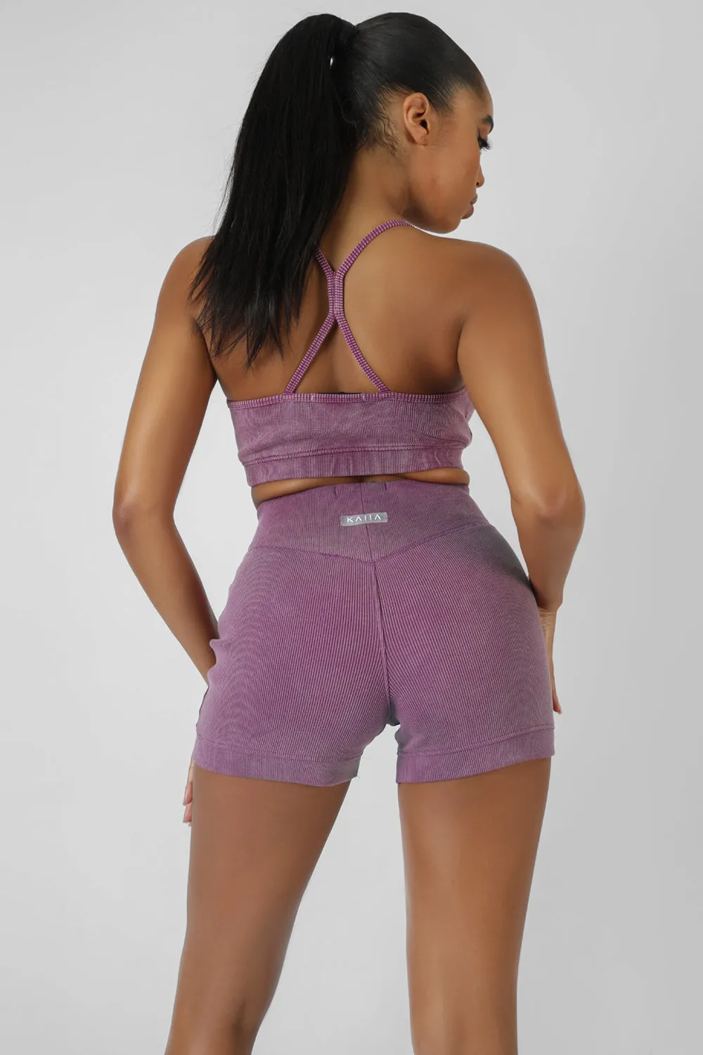 Athleisure Cross Back Ribbed Bralet Purple sold by Public Desire product image thumbnail 5