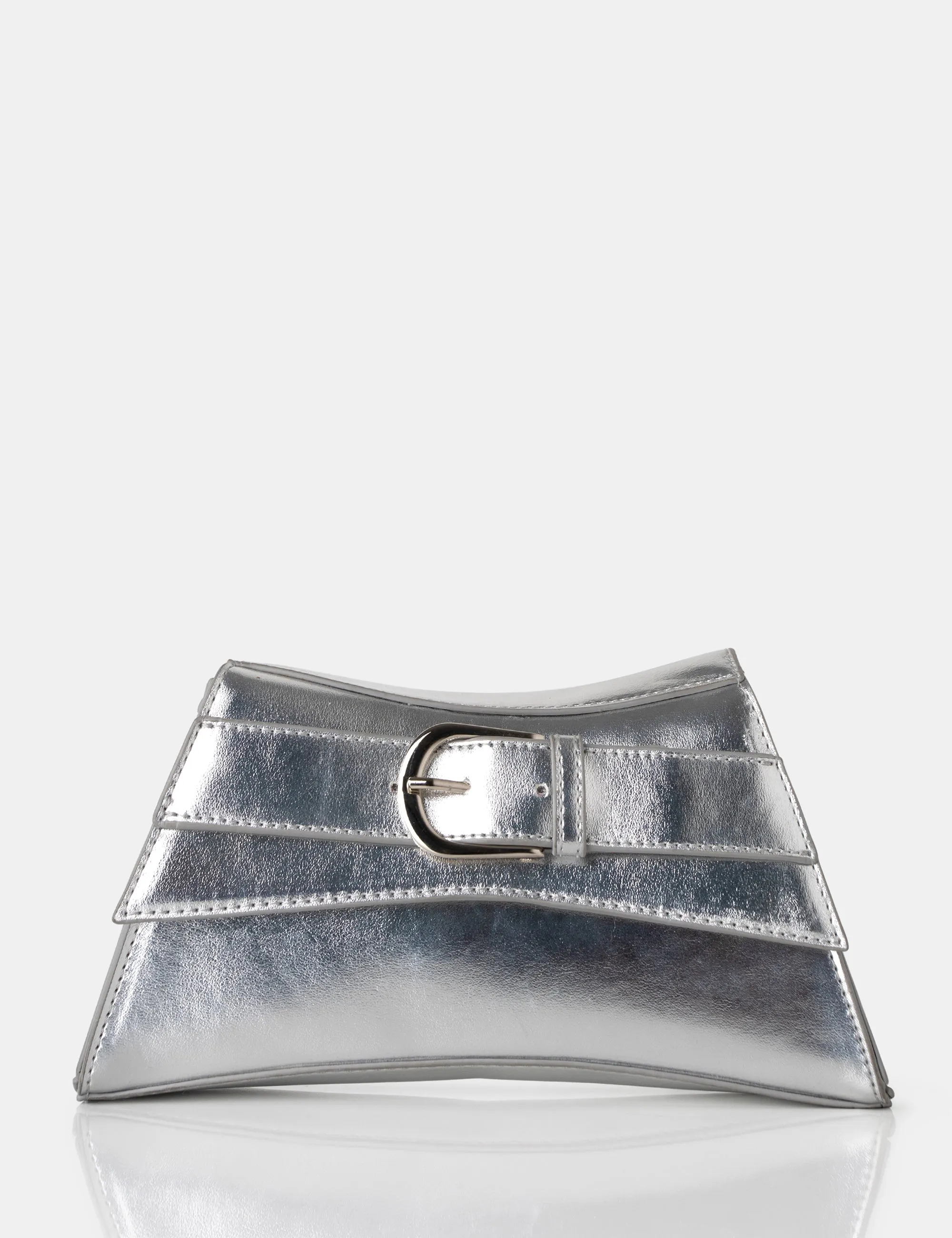 The Charli Silver Metallic Adjustable Strap Mini Bag sold by Public Desire