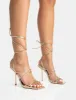 Holly Gold Metallic Strappy Tie Up Square Toe Stiletto Heels sold by Public Desire