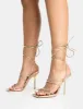Holly Gold Metallic Strappy Tie Up Square Toe Stiletto Heels sold by Public Desire