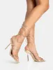 Holly Gold Metallic Strappy Tie Up Square Toe Stiletto Heels sold by Public Desire