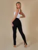 Split Hem Ribbed Leggings Black sold by Public Desire