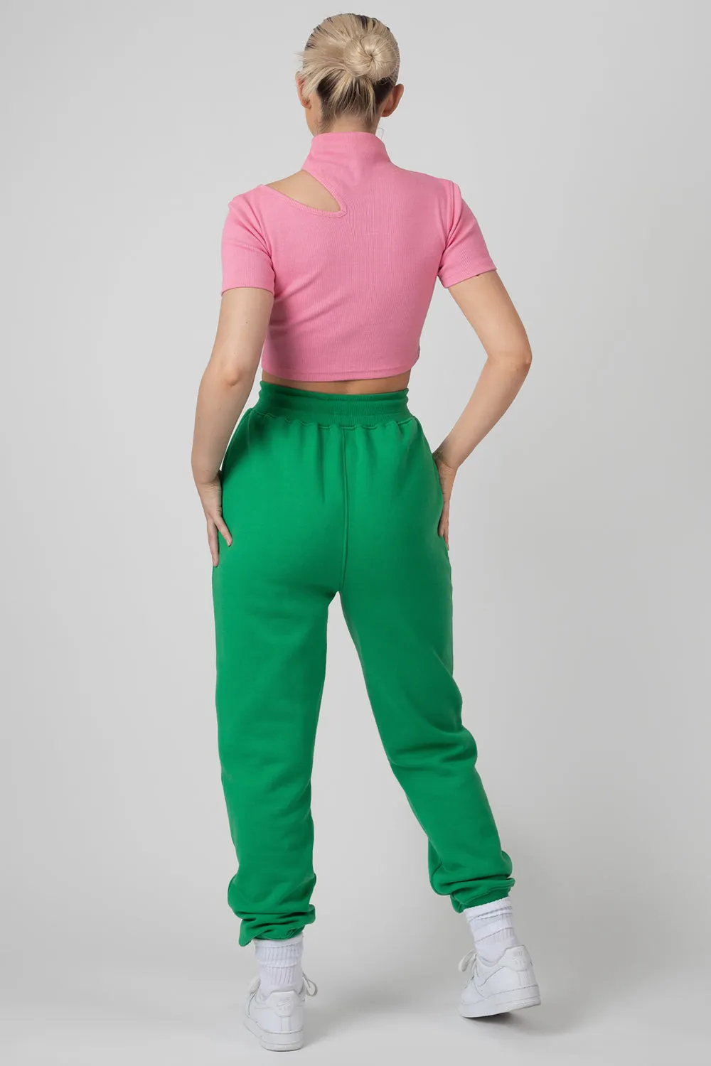 High Neck Ribbed Cut Out Cropped T Shirt Pink sold by Public Desire product image thumbnail 4