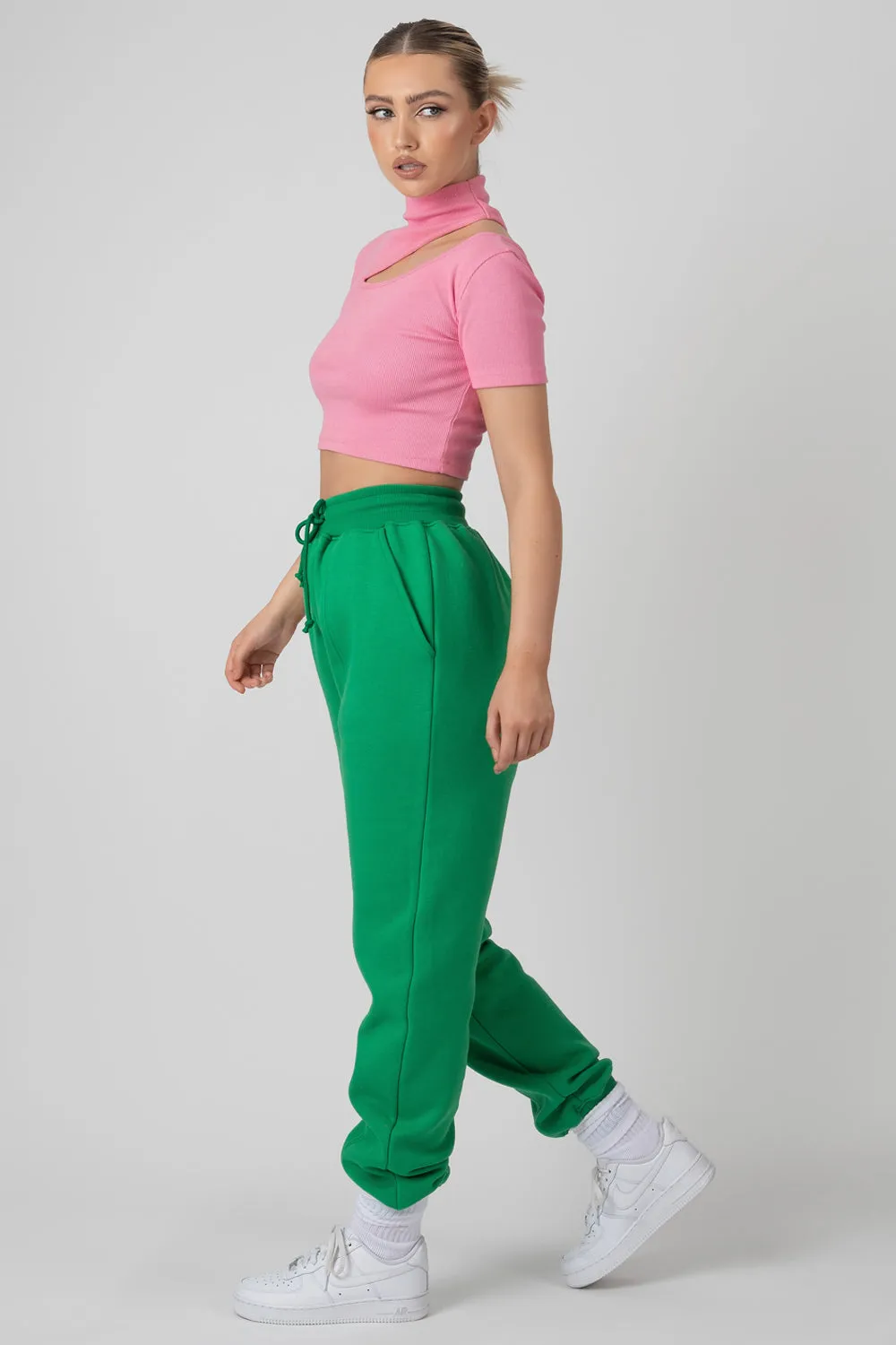 High Neck Ribbed Cut Out Cropped T Shirt Pink sold by Public Desire product image thumbnail 3