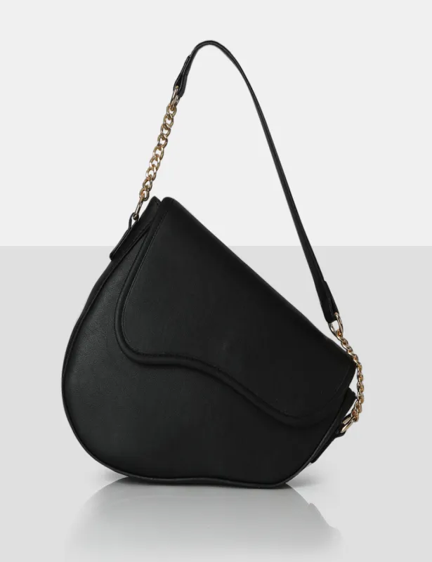 The Fox Black Saddle Shoulder Bag sold by Public Desire