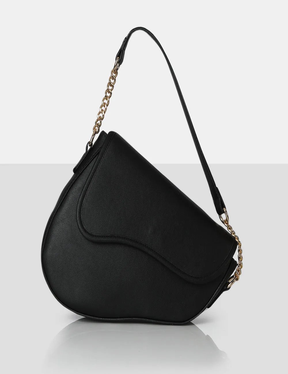 The Fox Black Saddle Shoulder Bag sold by Public Desire
