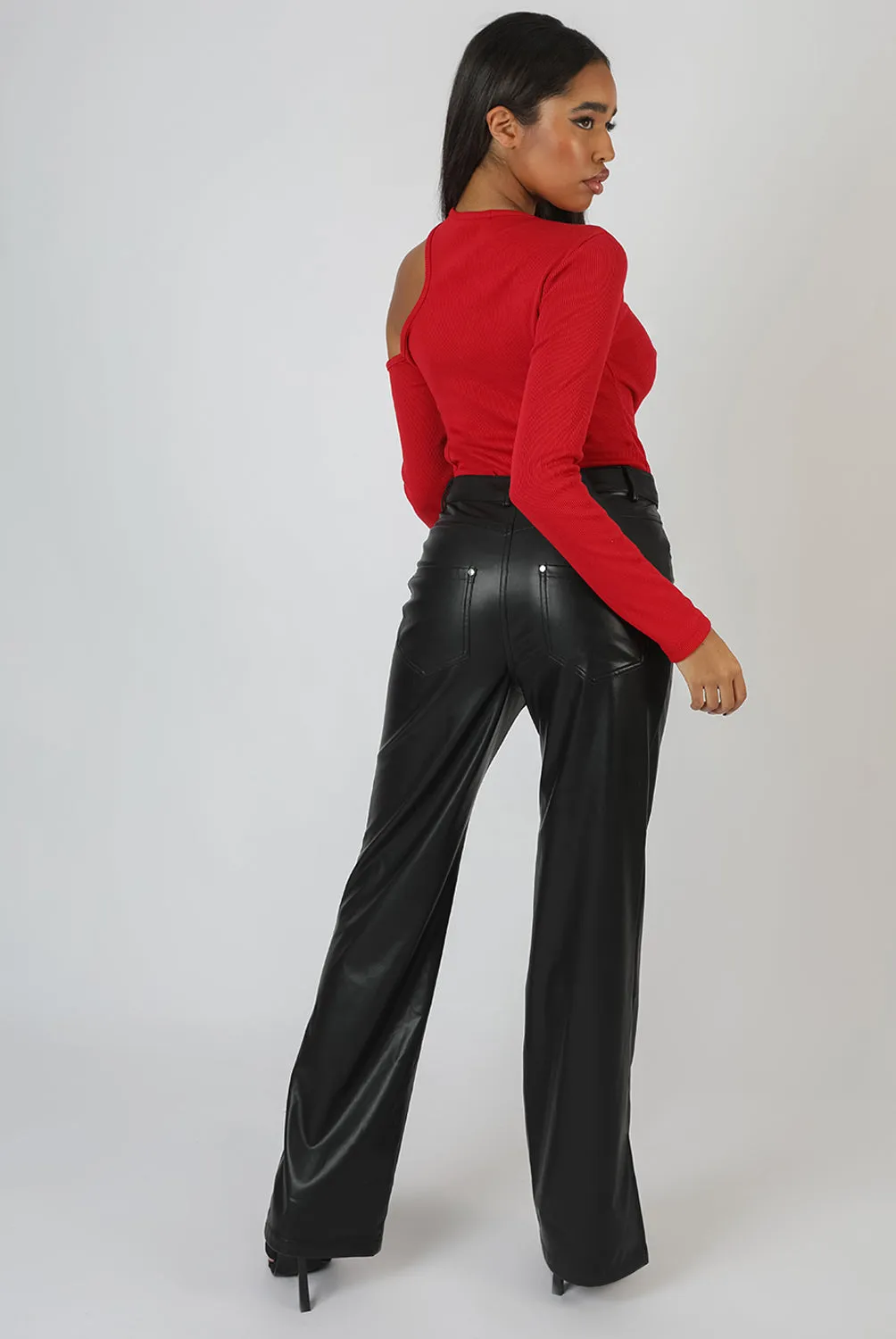 Cut Out Detail Ribbed Bodysuit Red sold by Public Desire product image thumbnail 5