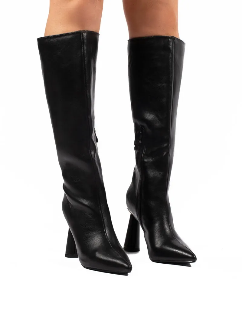 Aislinn Black Statement Heel Knee High Boots sold by Public Desire