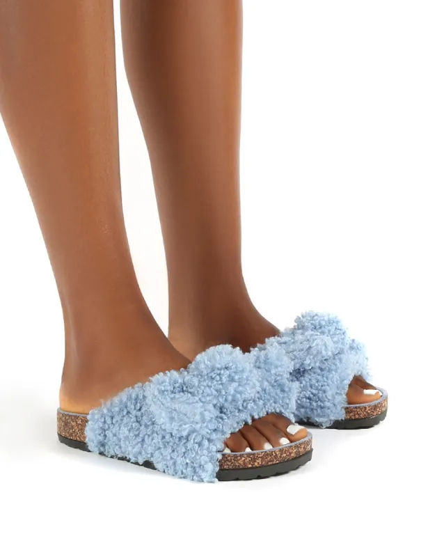 Allison Blue Bow Detail Flat Slider made by Public Desire