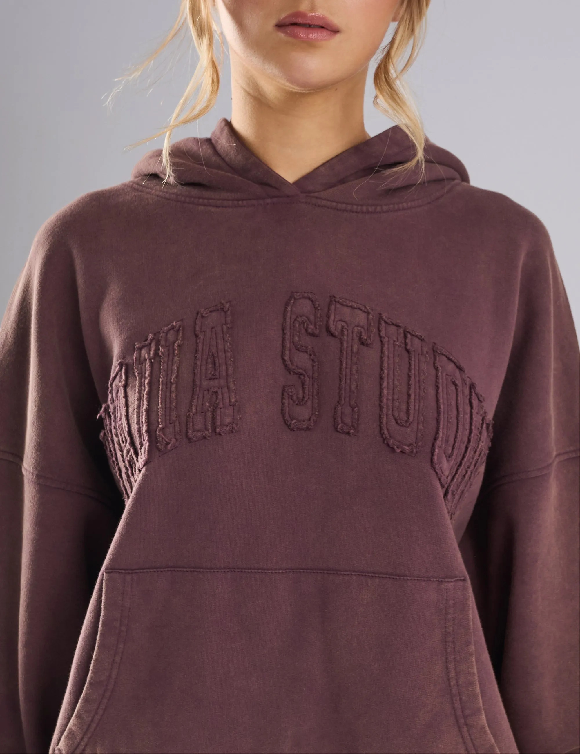 Kaiia Studio Distressed Applique Hoodie Plum sold by Public Desire product image thumbnail 4