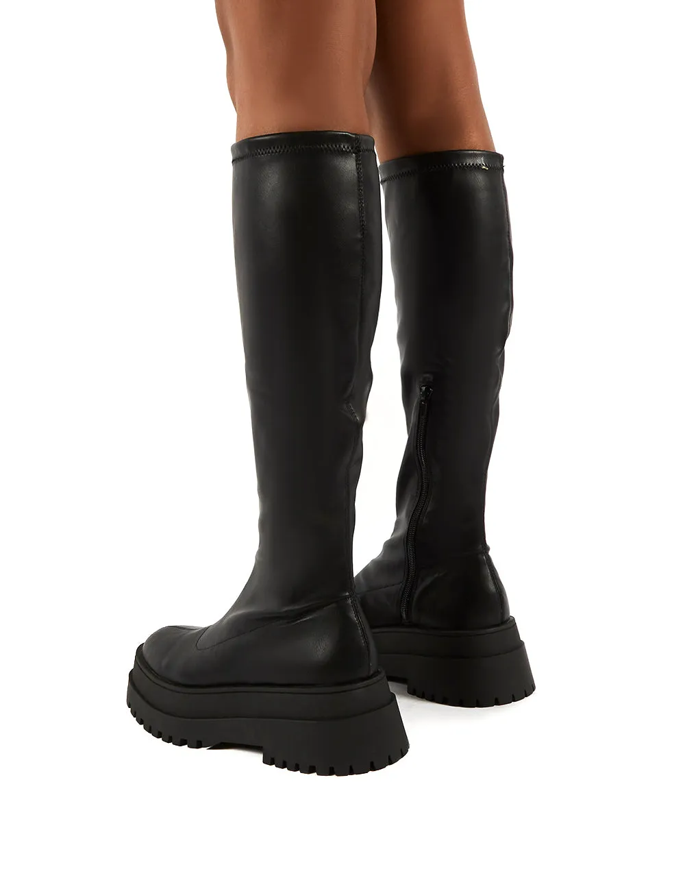 Haunt Black PU Knee High Chunky Sole Boots sold by Public Desire product image thumbnail 2