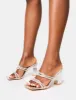 Frosted Silver Diamante Knot Detail Block Heels sold by Public Desire