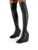Nix Black Square Toe Over the Knee Block Heel Boots sold by Public Desire