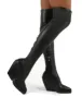 Nix Black Square Toe Over the Knee Block Heel Boots sold by Public Desire