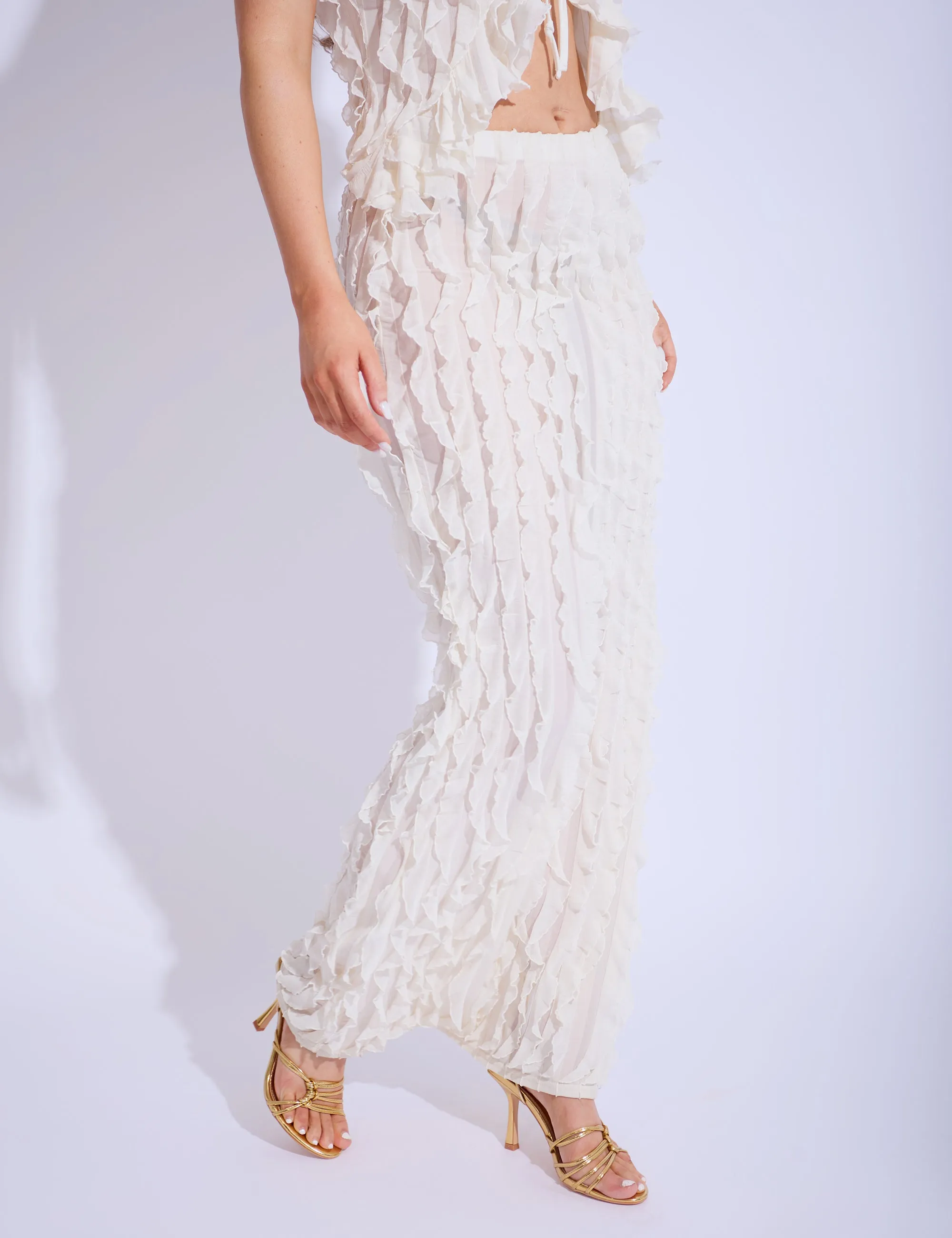 Ruffled Detail Maxi Skirt Cream sold by Public Desire product image thumbnail 2