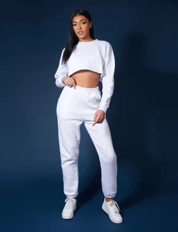 Oversized Cropped Sweat Oatmeal Marl sold by Public Desire